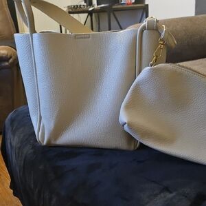 Women's Cream Tote Bag with Pouch